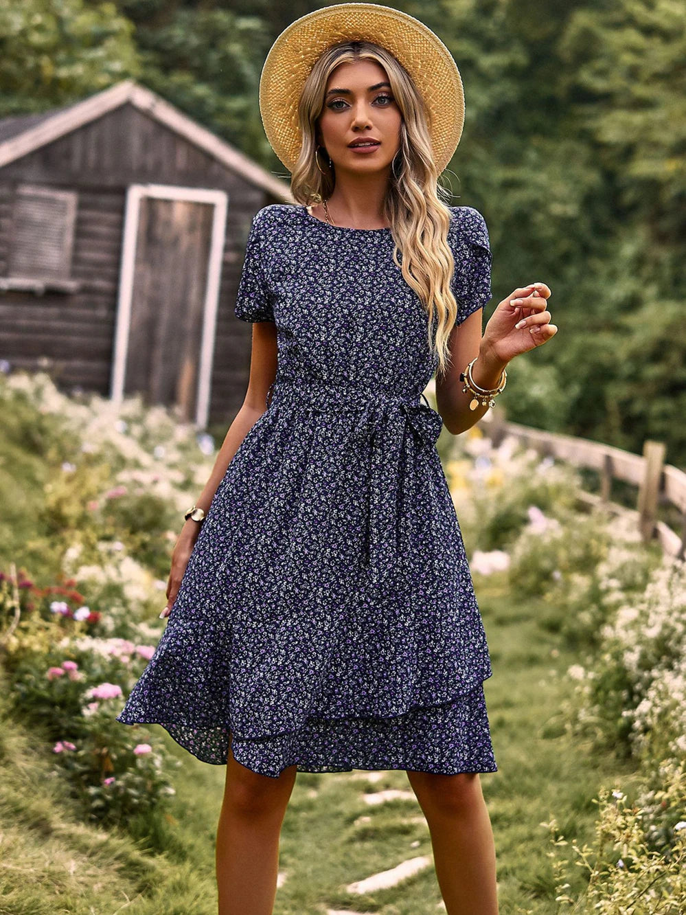 FloraFemme High Waist Pleated Dress