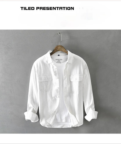 Men’s Streetwear Cotton Shirt – Button-Up & Pocketed