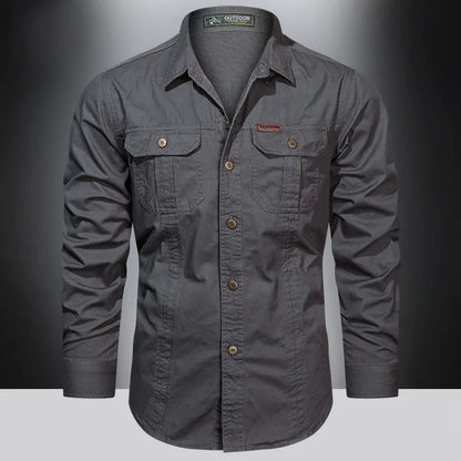 Casual Cotton Cargo Shirt – Long Sleeve