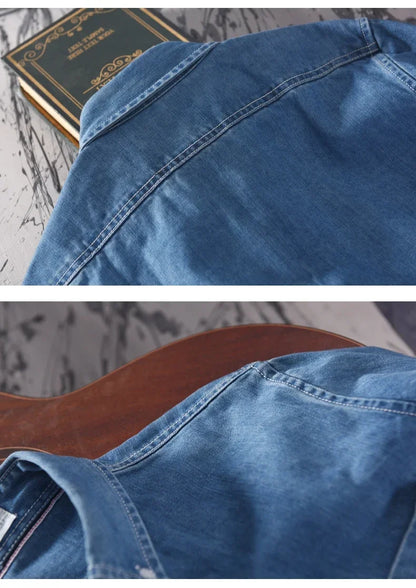 Light Blue & Black Denim Shirt – Men’s Fashion