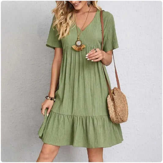 Flowy Peplum Ruffle Summer Dress
