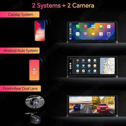 K2 Pro 11.3英寸车载流媒体行车记录仪 4K摄像头 无线Carplay 安卓自动AI屏 汽车智能行车记录仪 双镜头录像机 GPS导航仪表板