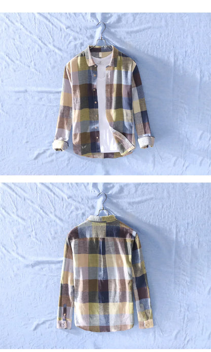 Lightweight Plaid Linen Shirt – Men’s Long Sleeve