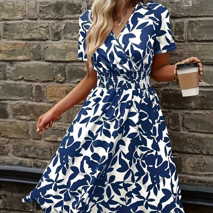 VerdeCharm Floral V-Neck Dress