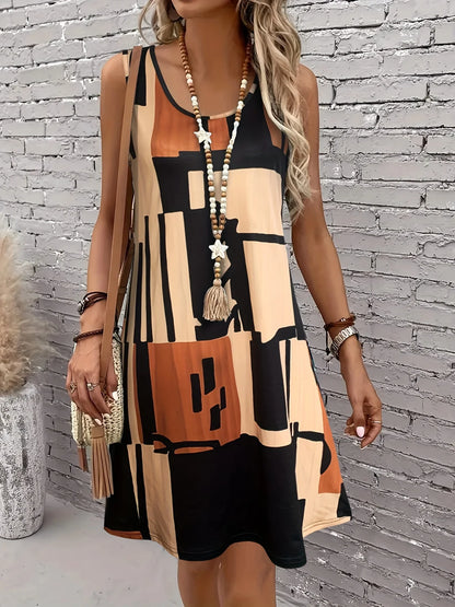Chic Boho Print Midi Dress