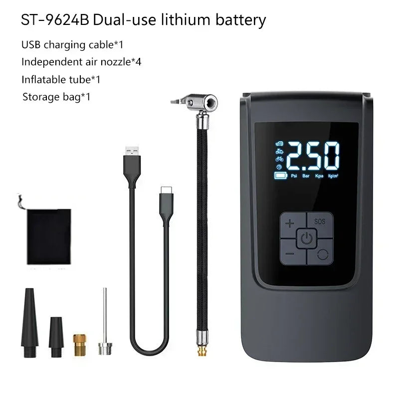 Wireless Digital Tire Inflator – Portable Air Compressor for Car & Bike
