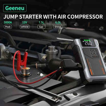 3000A Portable Car Jump Starter with 150PSI Air Compressor for 7.5L Gas & 6L Diesel Engines