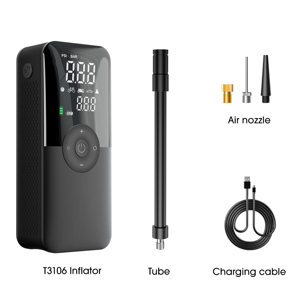 Rechargeable Portable 150 PSI Cordless Tire Inflator – Digital Air Compressor for Car & Bike