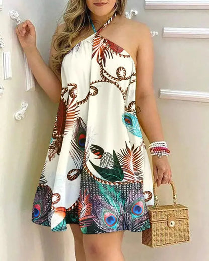 Vacation-Ready Tropical Print Dress