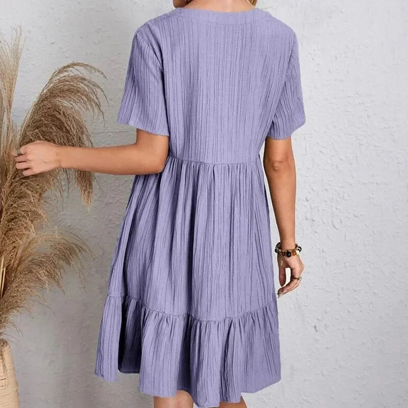 Flowy Peplum Ruffle Summer Dress