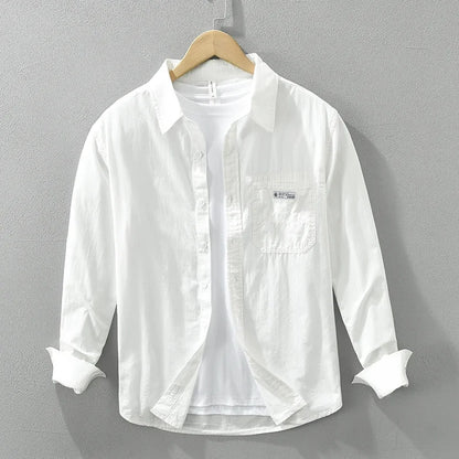 2025 Men’s Casual Cotton Shirt – Solid Color