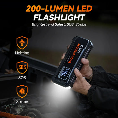 4000A 12V Portable Car Jump Starter with Battery Booster for Gas & Diesel Engines