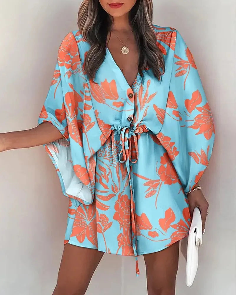 Boho Floral V-Neck Summer Dress