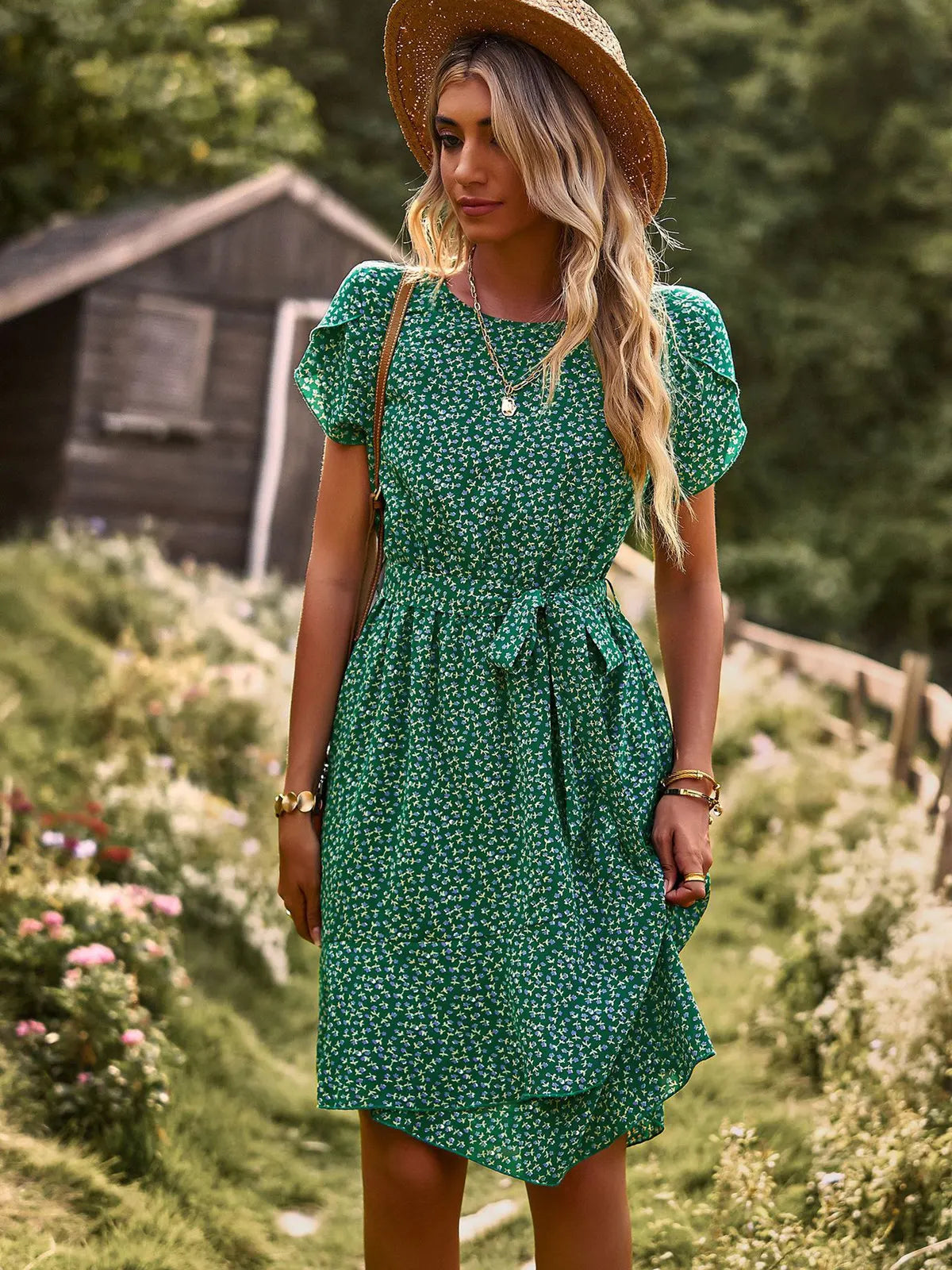 FloraFemme High Waist Pleated Dress