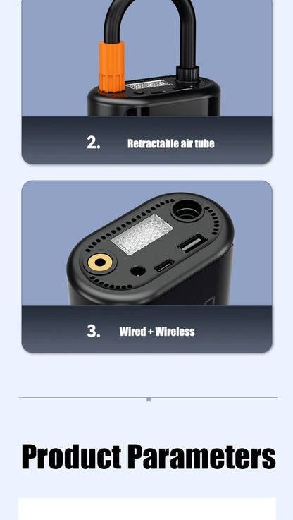 Wireless Digital Tire Inflator – Portable Car Air Compressor with LED Light