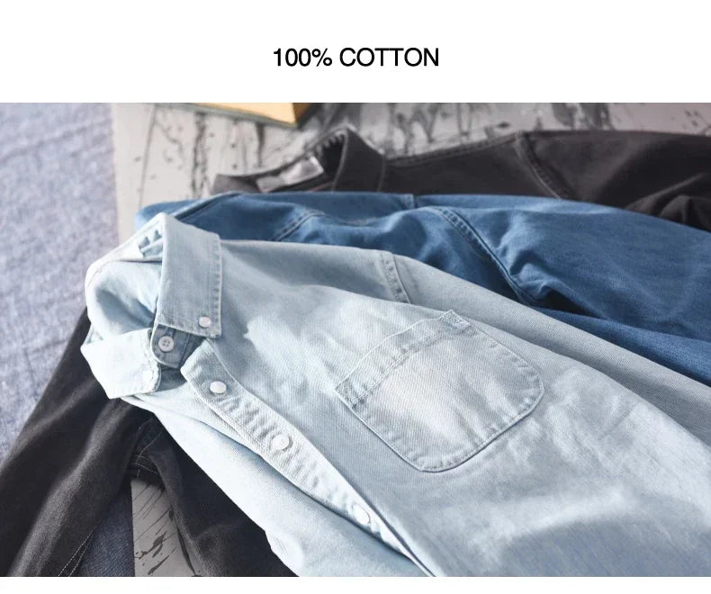 Light Blue & Black Denim Shirt – Men’s Fashion