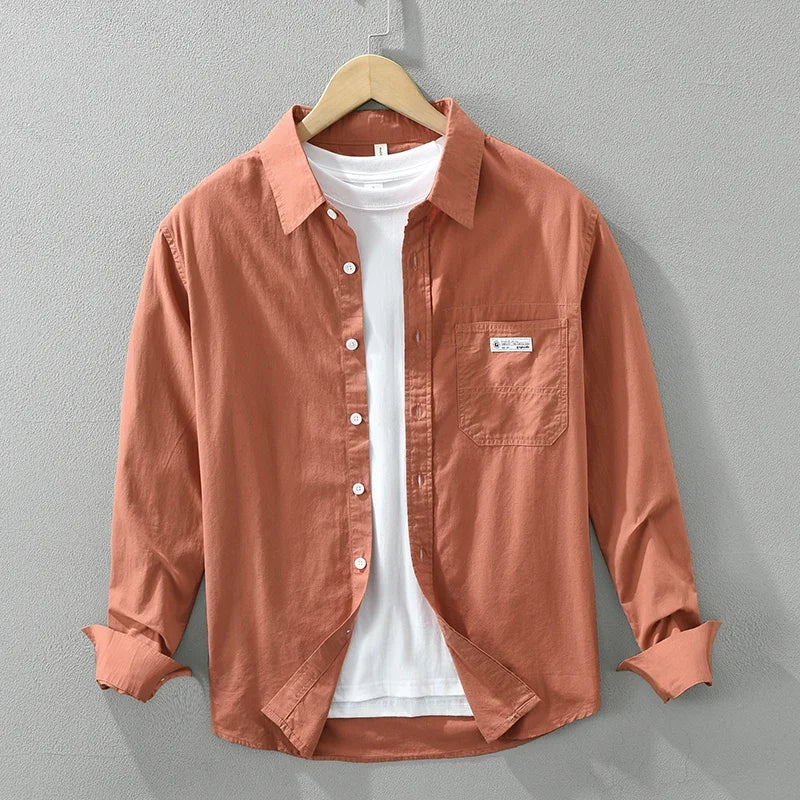 2025 Men’s Casual Cotton Shirt – Solid Color