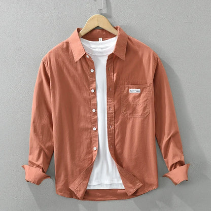 2025 Men’s Casual Cotton Shirt – Solid Color