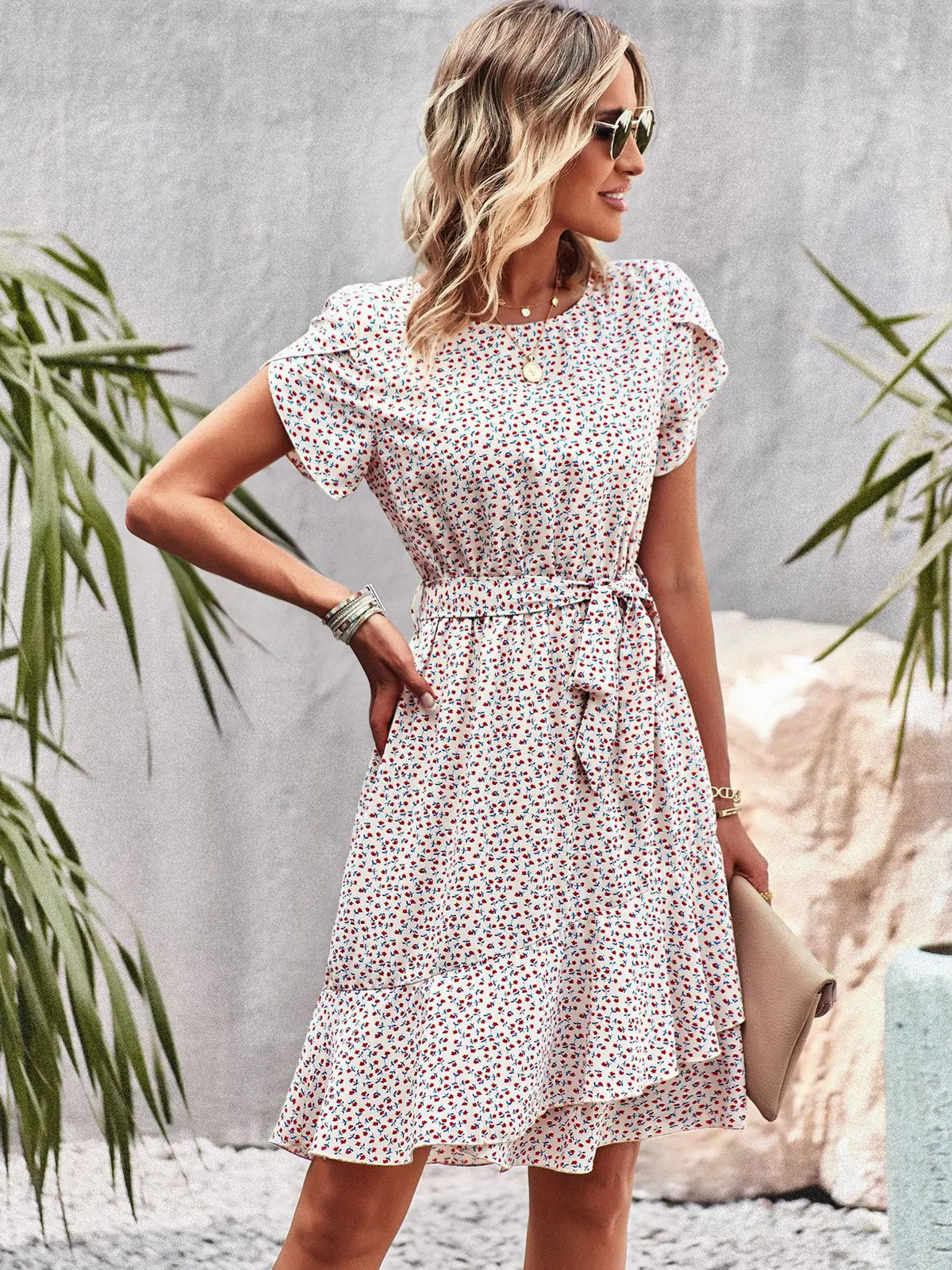 FloraFemme High Waist Pleated Dress