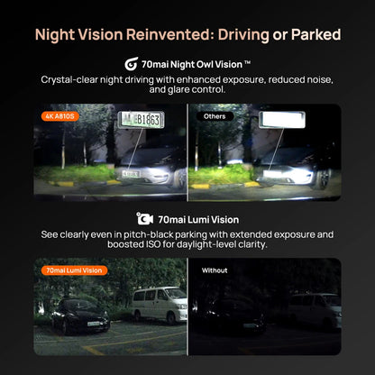 全新70mai 4K行车记录仪A810S HDR超级电容 4G LTE Wi-Fi 6 语音控制 GPS ADAS 70迈A810S是70迈A810的升级版