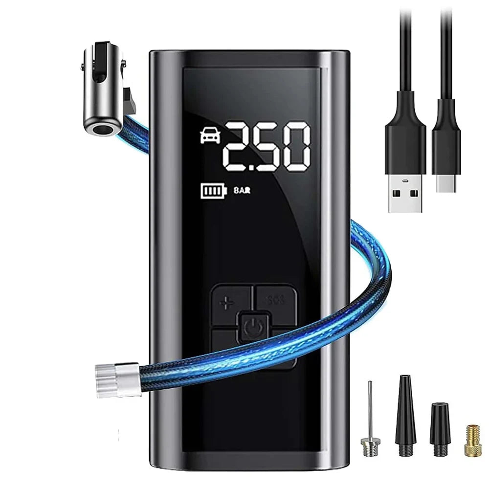 Inflador de neumáticos recargable portátil de 150 PSI – compresor de aire digital