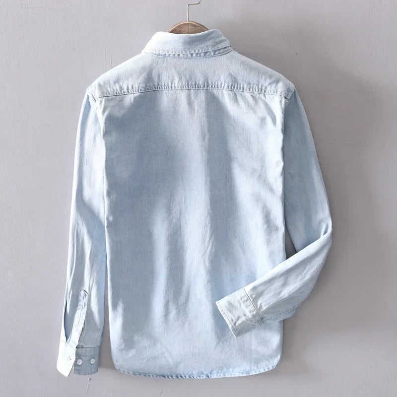 Light Blue & Black Denim Shirt – Men’s Fashion