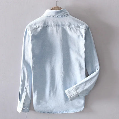 Light Blue & Black Denim Shirt – Men’s Fashion