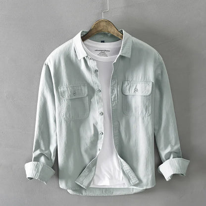 Men’s Streetwear Cotton Shirt – Button-Up & Pocketed