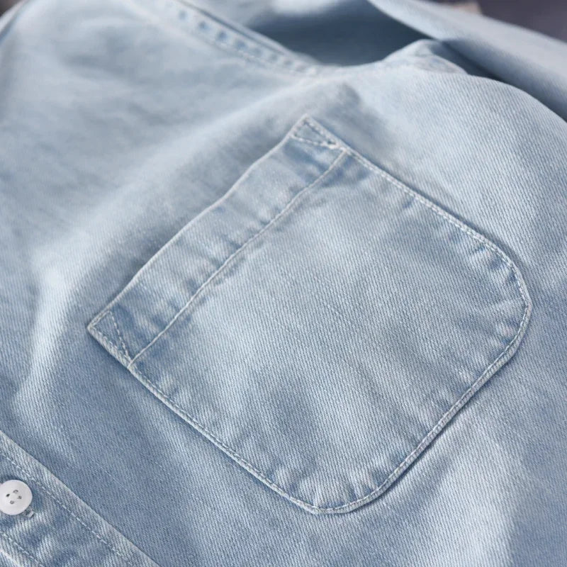 Light Blue & Black Denim Shirt – Men’s Fashion