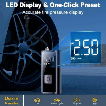 Inflador de neumáticos recargable portátil de 150 PSI – compresor de aire digital