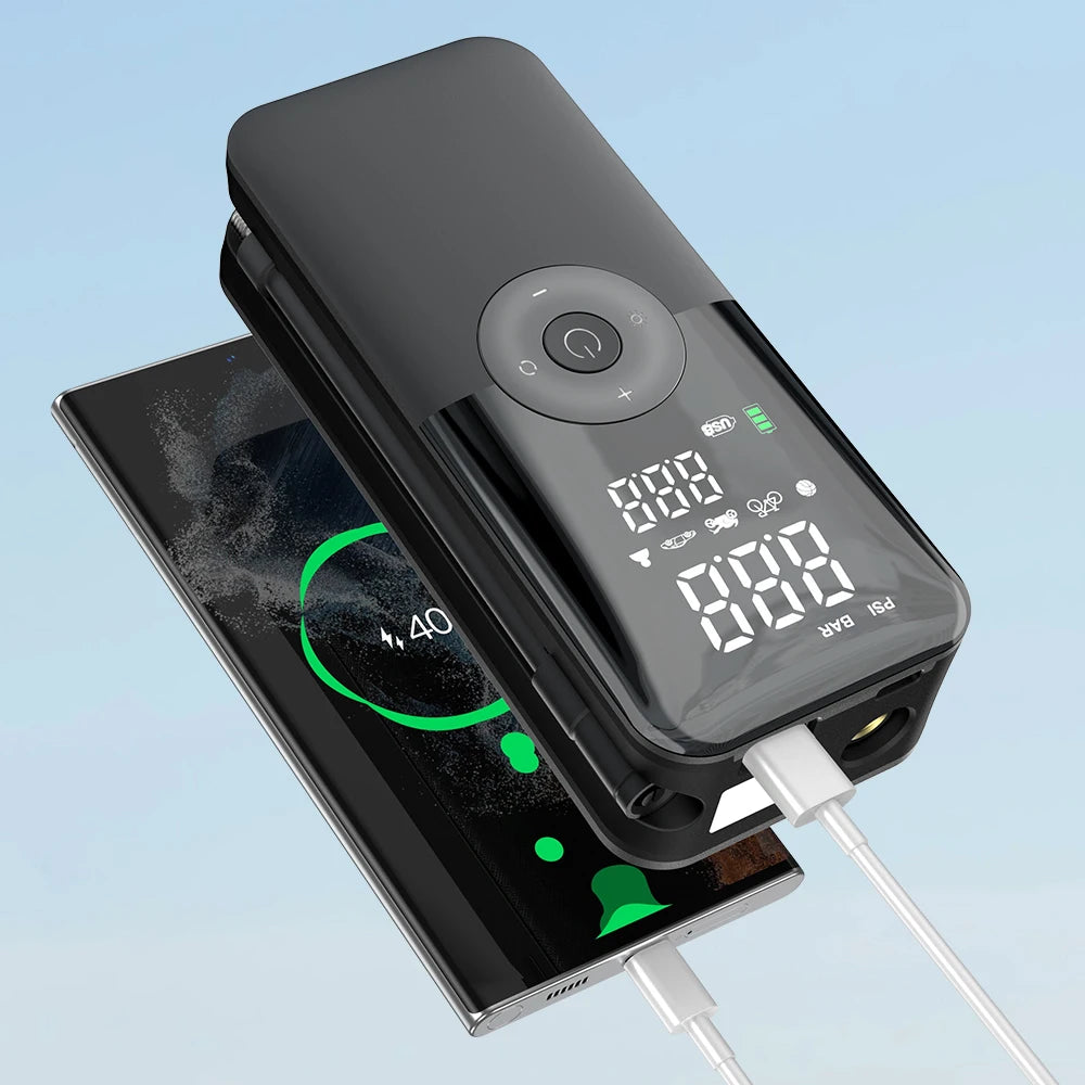 Rechargeable Portable 150 PSI Cordless Tire Inflator – Digital Air Compressor for Car & Bike