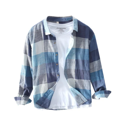 Lightweight Plaid Linen Shirt – Men’s Long Sleeve