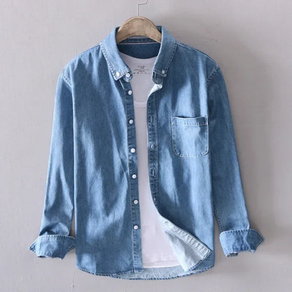 Light Blue & Black Denim Shirt – Men’s Fashion