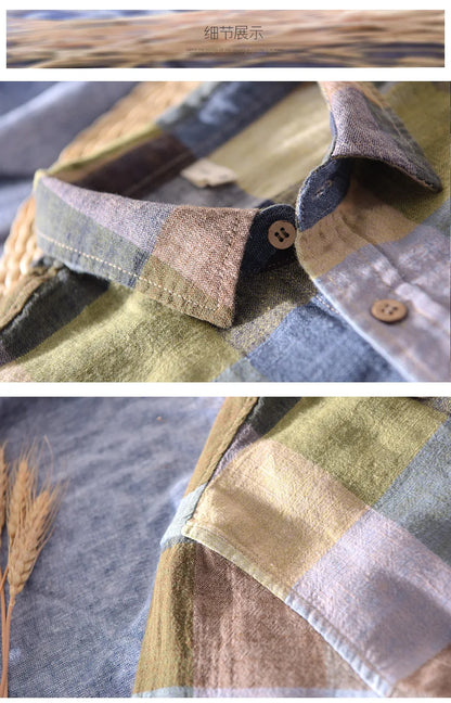 Lightweight Plaid Linen Shirt – Men’s Long Sleeve