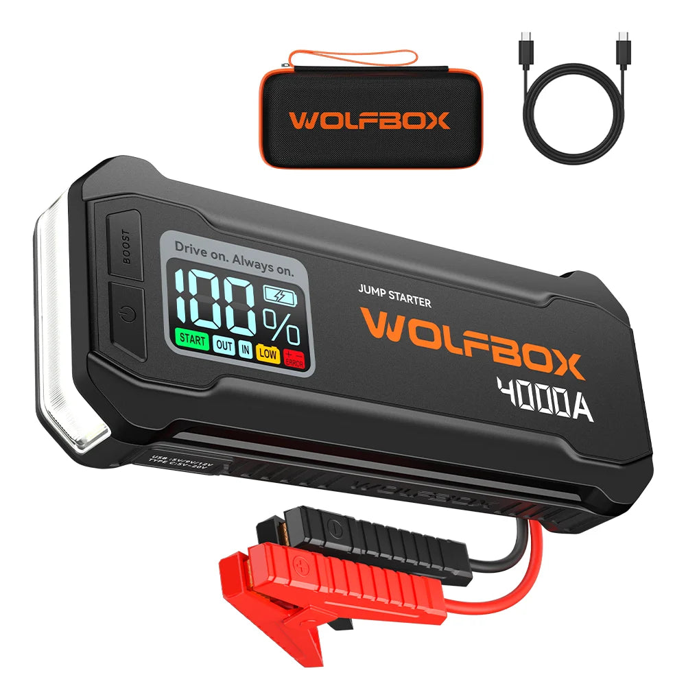 4000A 12V Portable Car Jump Starter with Battery Booster for Gas & Diesel Engines