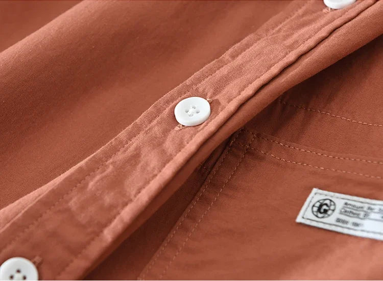 2025 Men’s Casual Cotton Shirt – Solid Color