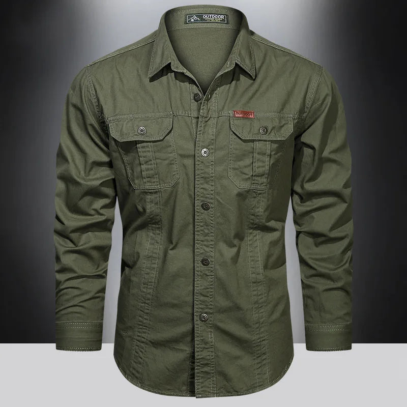 Casual Cotton Cargo Shirt – Long Sleeve
