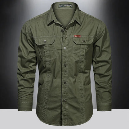Casual Cotton Cargo Shirt – Long Sleeve