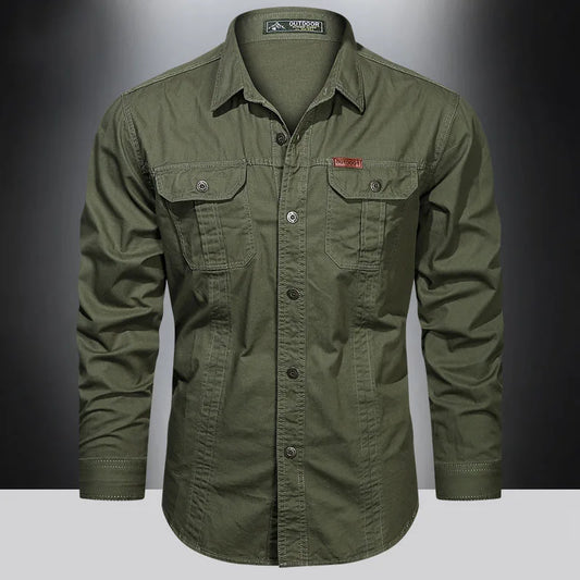 Casual Cotton Cargo Shirt – Long Sleeve