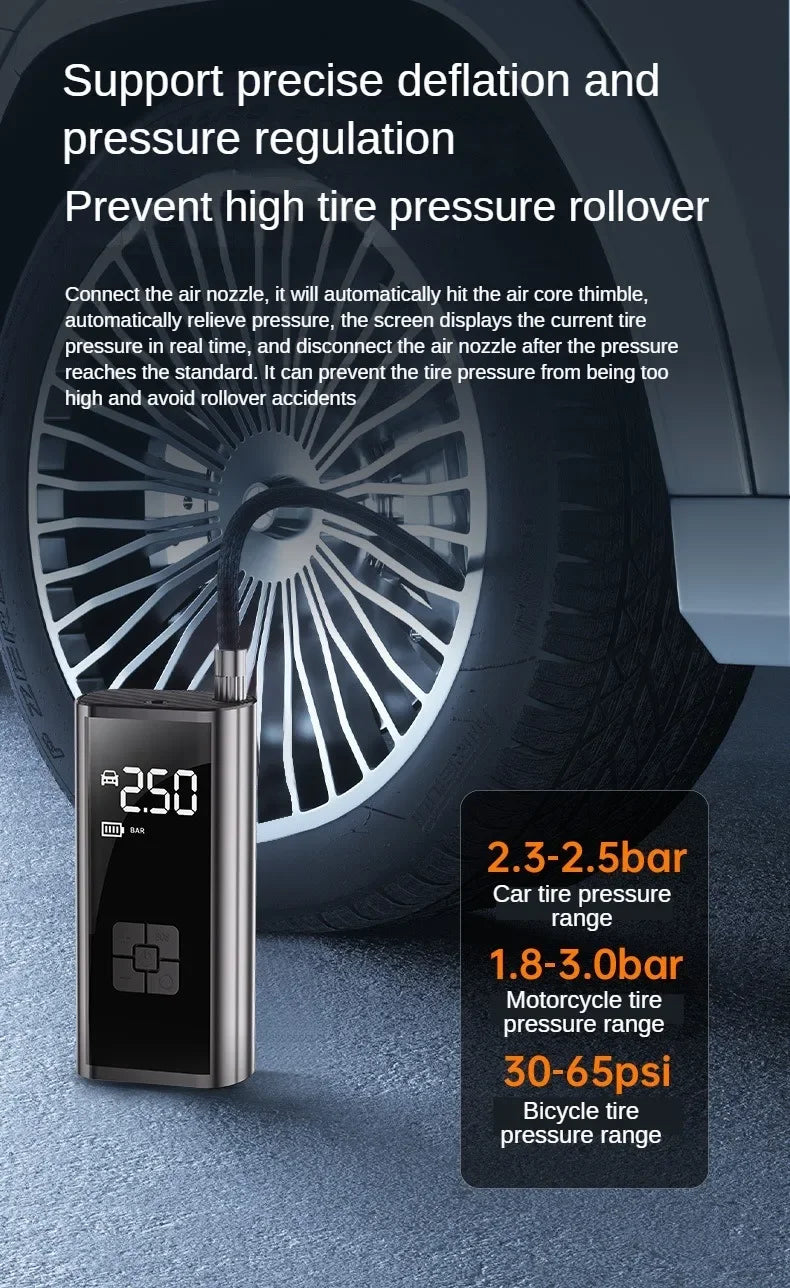Inflador de neumáticos recargable portátil de 150 PSI – compresor de aire digital