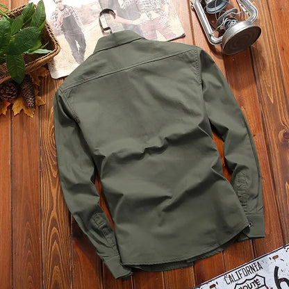 Solid Color Cargo Dress Shirt – Men’s Plus Size
