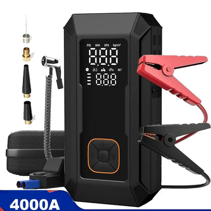 4000A Portable Car Jump Starter with 150PSI Tire Inflator & Built-In Air Compressor