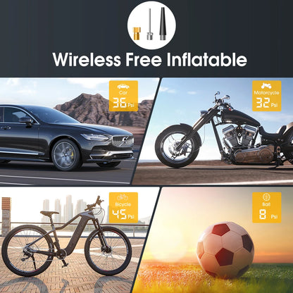 Rechargeable Portable 150 PSI Cordless Tire Inflator – Digital Air Compressor for Car & Bike