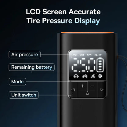 Wireless Digital Tire Inflator – Portable Smart Air Compressor for Car, Bike & Motorcycle