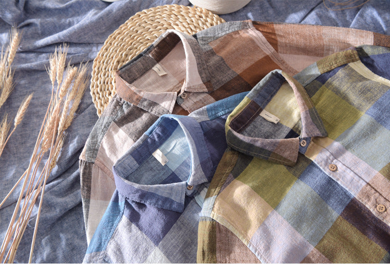 Lightweight Plaid Linen Shirt – Men’s Long Sleeve