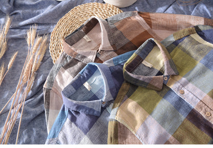 Lightweight Plaid Linen Shirt – Men’s Long Sleeve