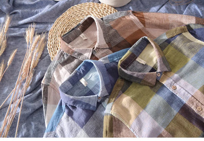 Lightweight Plaid Linen Shirt – Men’s Long Sleeve
