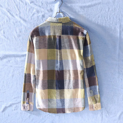 Lightweight Plaid Linen Shirt – Men’s Long Sleeve