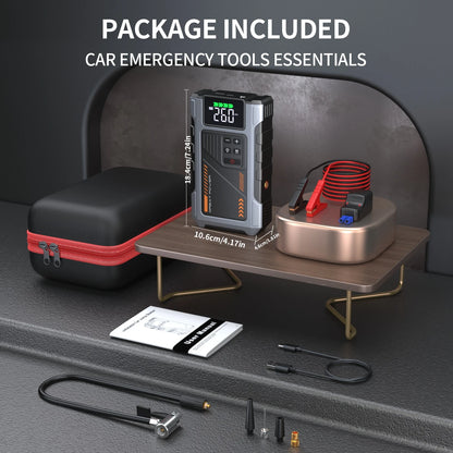 3000A Portable Car Jump Starter with 150PSI Air Compressor for 7.5L Gas & 6L Diesel Engines