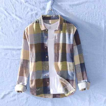 Lightweight Plaid Linen Shirt – Men’s Long Sleeve